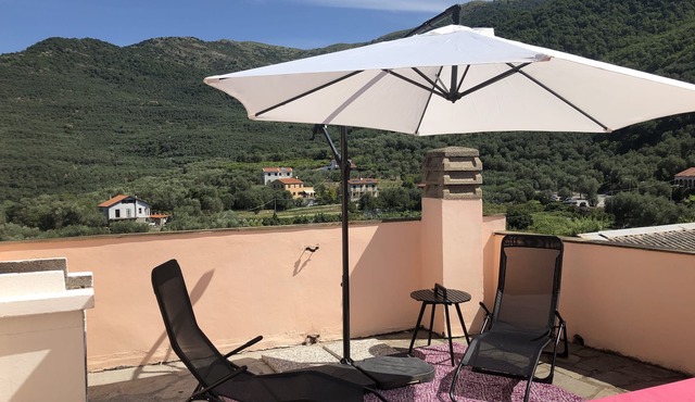 Between olive trees and the sea, private terrace with barbecue and panoramic view in Gazzelli