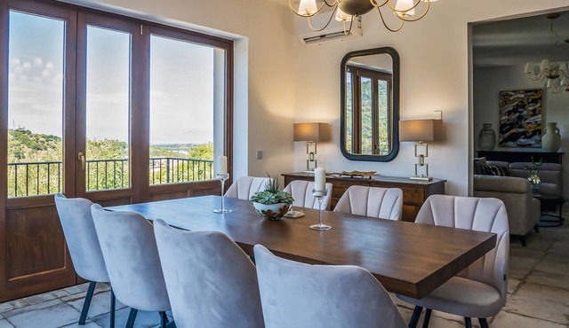 Luxury hillside villa with country & sea views close to beaches