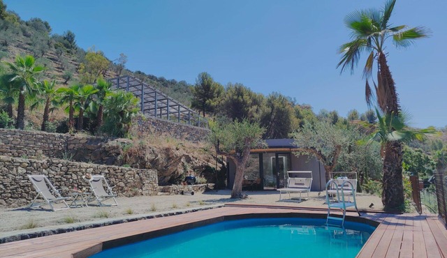 Stunning villa for 2 people with WIFI, private pool, A/C, TV, patio and pets allowed in Costarainera